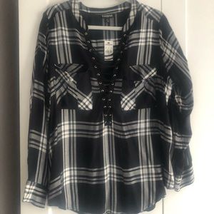 Express lace up flannel shirt